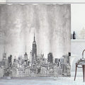 Ambesonne Sketchy Shower Curtain, Cosmopolitan New York City Skyline with The Iconic Skyscrapers and High Buildings Artwork Design, Cloth Fabric Bathroom Set with Hooks, 69" W x 70" L, Grey Charcoal