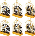 Hushee 6 Pcs Portable Mosquito Coil Holder Retro Incense Coil Burner Metal Hanging Bird Cage Incense Holder for Outdoor Home Garden Decor, Gold