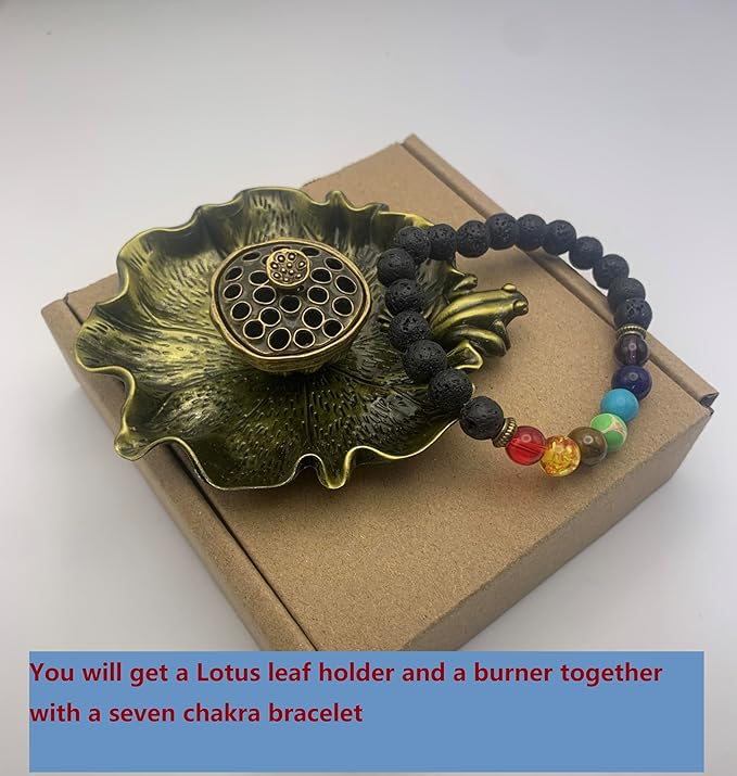 Vintage Bronze Color Mini Lotus & Frog Incense Burner, Cones and Small Coils Holder, Crystal Healing Chakras Energy Meditation Incense Set Aesthetic Home Decor Aromatherapy Ornament