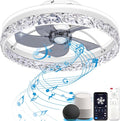 Ceiling Fan with Light, Low Profile Flush Mount Ceiling Fan, Bluetooth Ceiling Fan with Speaker, Smart Ceiling Fan with Alexa & Google Assistant, Voice/APP/Remote Control
