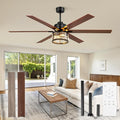 Fanbulous 65 Inch Farmhouse Crystal Ceiling Fan with Lights and Remote, Chandelier Ceiling Fan with Quiet Reversible DC Motor, Wood Blades - Ideal for Bedroom