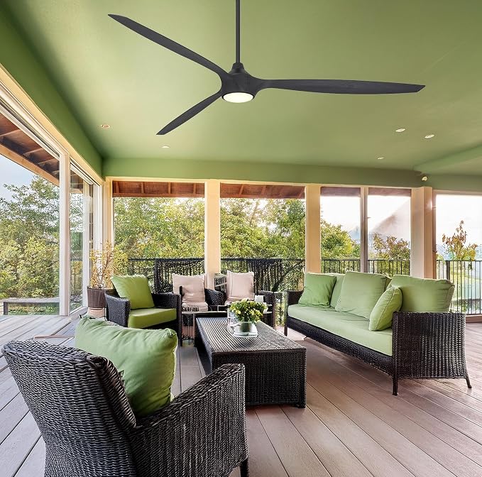 MINKA-AIRE F763L-CL/SSB Pierce 84" 3-Blade LED Smart Ceiling Fan - Coal and Shou Sugi Ban Finish Blades with Etched Lens