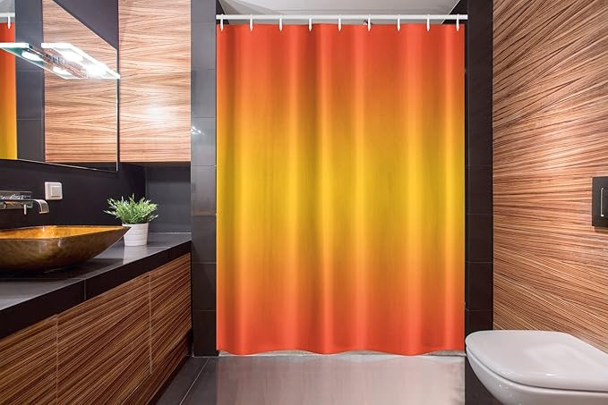 Ambesonne Ombre Stall Shower Curtain, Tropical Sunset Seasons of The Year Inspired Summer Themed Design Modern, Fabric Bathroom Decor Set with Hooks, 54" W x 78" L, Orange Yellow