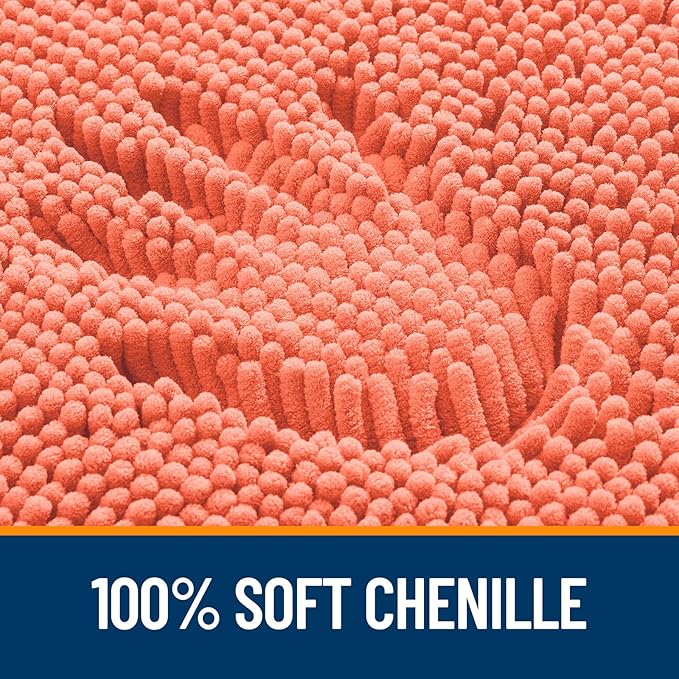 OLANLY Large Bathroom Rugs 59x35, Extra Soft Absorbent Chenille Bath Rugs, Rubber Backing Quick Dry, Machine Washable Bath Mats for Bathroom Floor, Tub and Shower, Home Decor Accessories, Coral