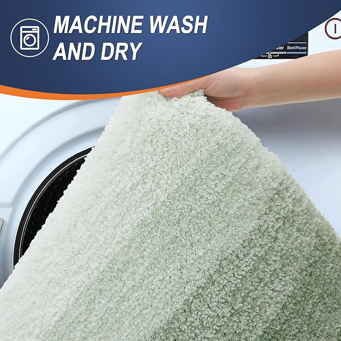OLANLY Bathroom Runner Rugs Mat 47x20, Extra Soft Absorbent Microfiber Bath Rugs, Rubber Backing, Quick Dry, Washable Long Bath Mats for Bathroom, Tub and Shower, Home Decor Accessories, Sage Green
