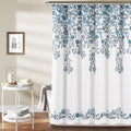 Lush Decor Tanisha Shower Curtain, 72" W x 72" L, Blue & Gray - Light Blue Flower Vine Print - Beautiful & Elegant Floral Shower Curtain - Modern Farmhouse, Cottage & French Country Bathroom Decor