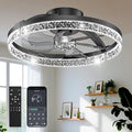 Ceiling Fans with Lights and Remote, 20" Low Profile Flush Mount Ceiling Fan, 3000-6500K Dimmable LED Fandelier, 6 Quiet Speeds for Bedroom