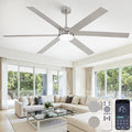Fanbulous 72 Inch Ceiling Fans with Lights and Remote, Reversible 6 Blades & Dimmable 3-Color Outdoor Ceiling Fans for Patios, DC Motor Large Ceiling Fan for Indoor or Covered Outdoor, Nickel