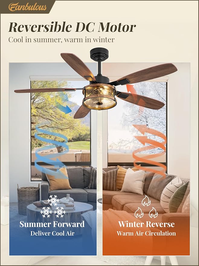 Fanbulous Farmhouse Ceiling Fan with Light and Remote, 52" Black Rustic Flush Mount Ceiling Fans for Bedroom Living Room, Industrial Caged Ceiling Fan for 6 Speed Reversible Motor, 5 Dual Blades