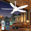 Outdoor Ceiling Fan with Lights, 42 Inch Plug in Gazebo Fans with Remote APP Control, Quiet DC Motor, Dimmable 3CCT, Waterproof Hanging Fans for Patios, Porch, White