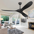 Yahada 60" Wood Ceiling Fan No Light, Black Ceiling Fans without Lights with Remote Control, 3 Blades, 3 Downrods, ETL Listed, Timer, 6 Speeds Indoor Outdoor Fans for Patios Farmhouse, Matte Black