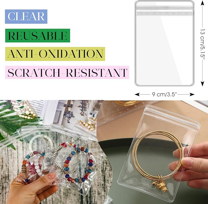 Bracelet Holder Travel Jewelry Organizer Case Transparent Jewelry Storage Book for Earring Necklace Ring with Small Clear Zippered Pouch