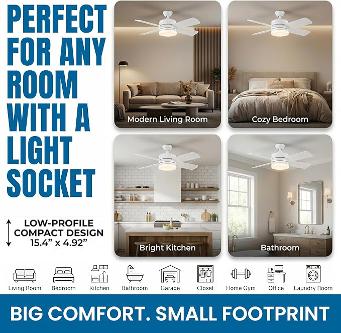 Bell+Howell Socket Breeze 15.4" Socket Fan Light with Remote Control | 1000 Lumens, Portable, Easy to Install Ceiling Fan Replacement for Bedroom, Kitchen, Living Room