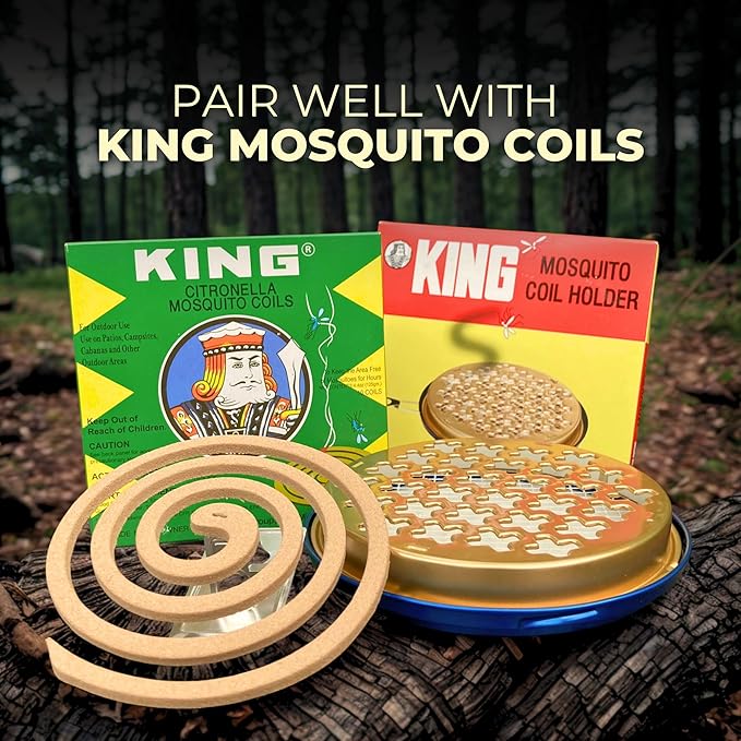 KING Mosquito Coil Holder with Hook - Made in Japan - Citronella Mosquito Coil Burner - Outdoor Incense Burner Holder - Portable, Durable, Diffuse Evenly for Patio & Camping (1 Holder)