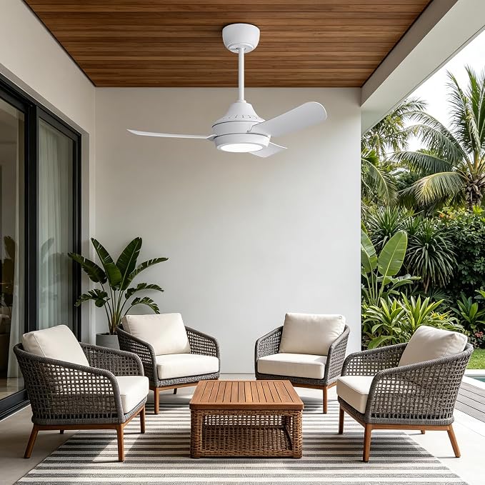 36" Ceiling Fans with Lights,Low Profile Ceiling Fan with Lights and Remote Control,Smart Ceiling Fan,Noiseless Reversible DC Motor,3 Blade White Ceiling Fans,Ceiling Fan for Indoor/Outdoor