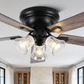 60'' Flush Mount Ceiling Fan with Light and Remote Control | 3 Clear Seeded Glass Light Fixtures,6 Speed Reversible DC Motor,Ceiling Fan with Light forCovered Porch Great Room Villa