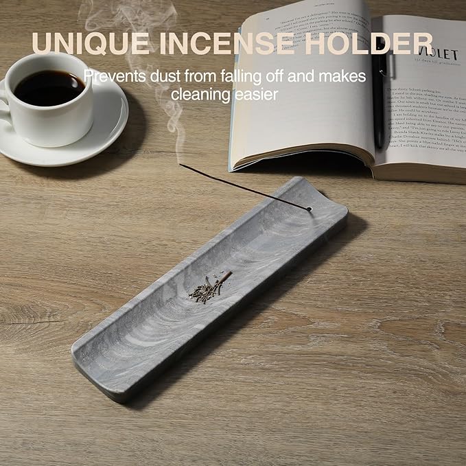 Koville Marble Incense Holder, Incense Holder for Sticks, Incense Sticks Holder Ash Catcher for Meditation Yoga SPA, Natural Stone Incense Burner, Home Table Decor (Palissandro Blue)