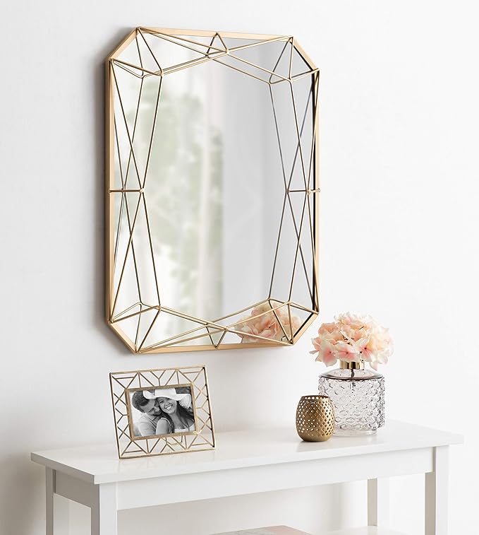 Kate and Laurel Keyleigh Modern Glam Geometric Shaped Metal Accent Wall Mirror, Gold
