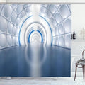 Ambesonne Futuristic Shower Curtain, Futuristic Tunnel Like Spaceship Corridor with Subway Spaceship Artwork, Cloth Fabric Bathroom Decor Set with Hooks, 69" W x 84" L, Cobalt White
