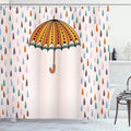 Ambesonne Pastel Shower Curtain, Boho and Retro Umbrella MotifSurrounded by Gradient Toned Droplets Storm Graphic Autumn Fall Season, Cloth Fabric Bathroom Set with Hooks, 69" W x 70" L, Pale Pink