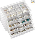 ProCase Earring Holder Organizer Jewelry Box with 5 Drawers, Acrylic Clear Earring Case with Adjustable Velvet Trays for Women - Grey, 5 Layers