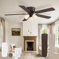 Fanbulous 52" Flush Mount Ceiling Fan with 3 Lights, DC Motor, Oil Bronze | 6-Speed Timer, Shatterproof PP Shades, Remote & Pull Chain Control, Vintage for Bedroom, Living Room, Dining Room