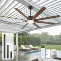 65 Inch Smart Outdoor Ceiling Fans for Patios with Light Waterproof, Wet Rated 8 Aluminum Blades, Alexa/App/Remote Control, High-CFM Quiet DC Motor, for Large Exterior Garage, Pergola, Outside Gazebo