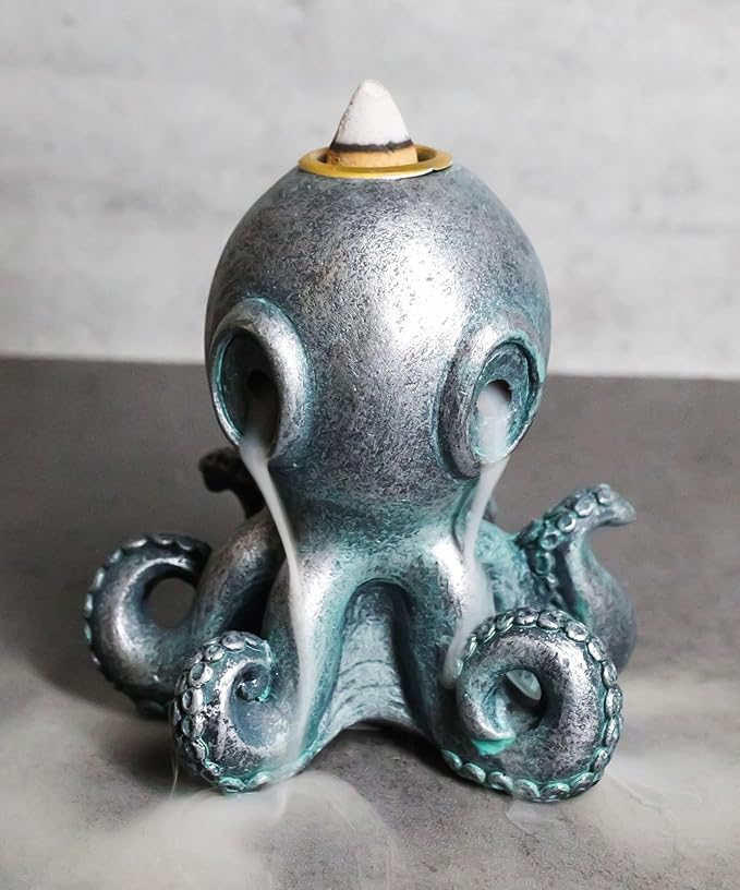 Ebros Gift Nautical Marine Cthulhu Octopus Tentacles Sea Monster Backflow Incense Cone Burner Figurine Home Aromatherapy Fragrance Holder
