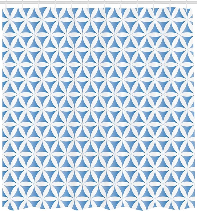 Ambesonne Abstract Shower Curtain, Flower of Life Traditional Alchemy Disc Cosmos Pattern, Cloth Fabric Bathroom Decor Set with Hooks, 69" W x 70" L, Pale White