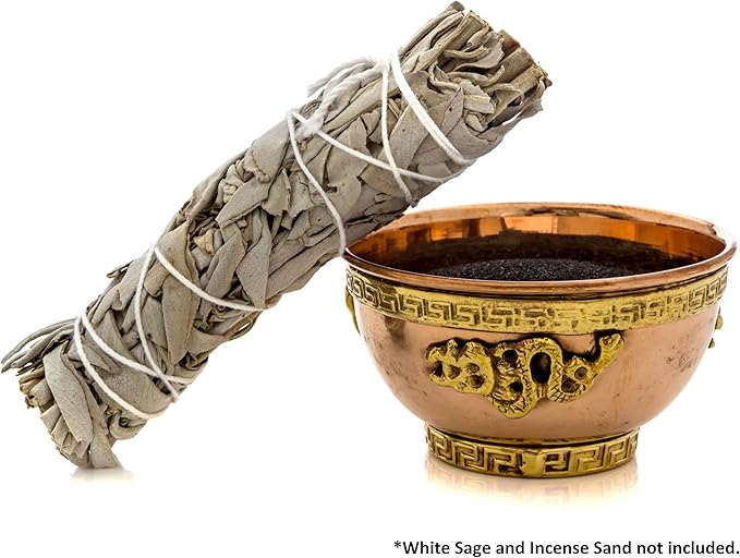 Alternative Imagination Dragon Copper Bowl - Offering Bowl For Altar Use, Ritual Offerings, Witchy Home Decor - Incense Holder for Incense Cones, White Sage, Palo Santo Sticks - 3 Inches Wide