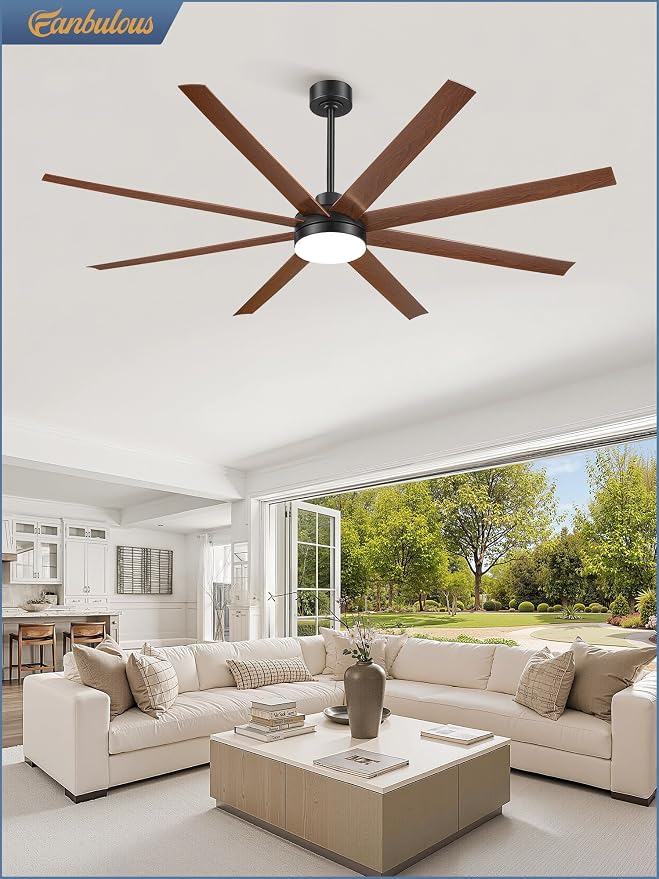 Fanbulous 72 Inch Large Ceiling Fans with Lights, Black Ceiling Fan with Remote Control, Dimmable, 3CCT, Quiet, Modern Ceiling fan For Living Room, Bedroom, Kitchen, Patio, Outdoor