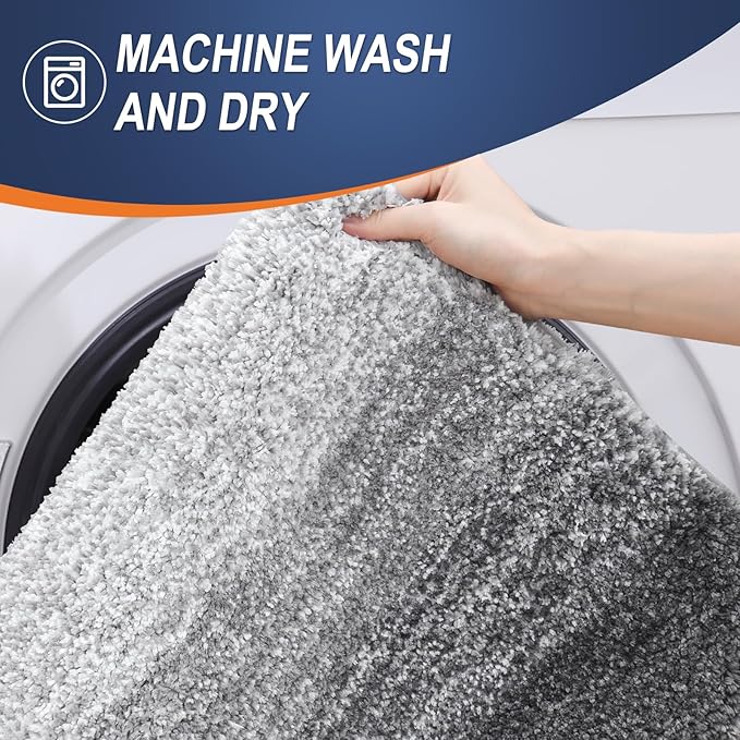 OLANLY Bathroom Rugs Mat 36x24, Extra Soft Absorbent Microfiber Bath Rugs, Rubber Backing, Quick Dry, Machine Washable Bath Mats for Bathroom Floor, Tub and Shower, Home Decor Accessories, Grey