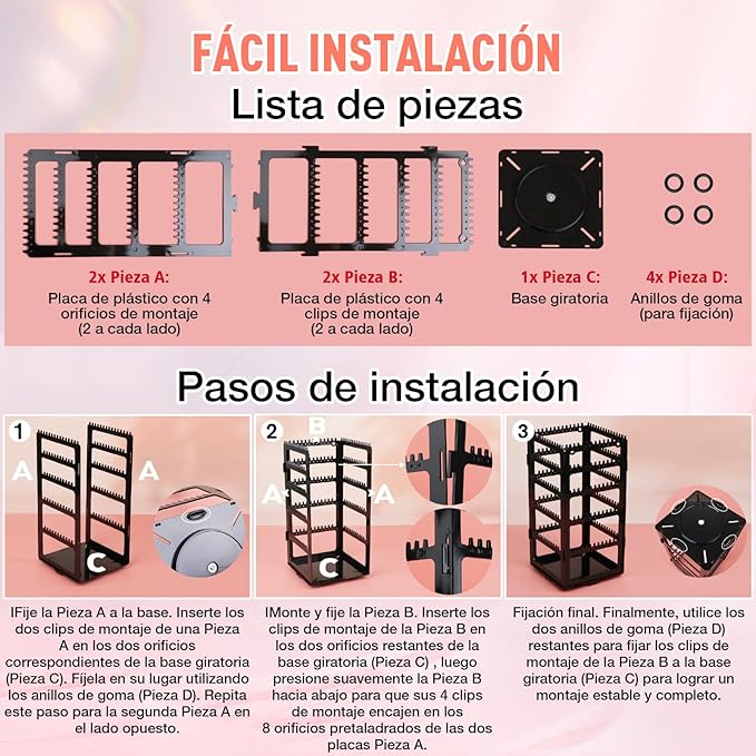 17Dec 360 Rotating Earring Holder Organizer Stand,5 Tiers Acrylic Jewelry Organizers and Storage,Stud Earring Organizers and Storage,212 Holes and 212 Grooves for Earrings Necklaces chain bracelet
