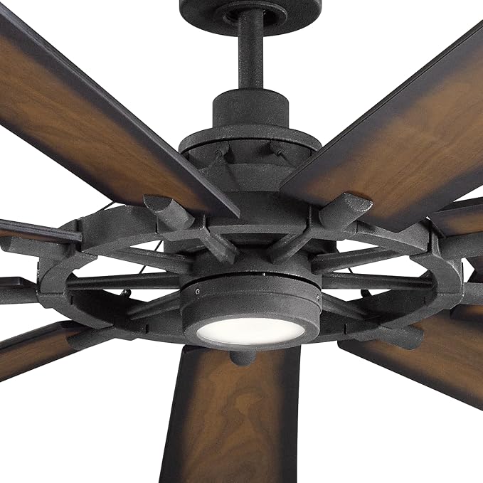 Kichler Gentry XL 85" Ceiling Fan with Lights, 1-Light LED, 3000K, 9 blade Modern Industrial Fan in Distressed Black, (85" W x 16.5" H), 300285DBK