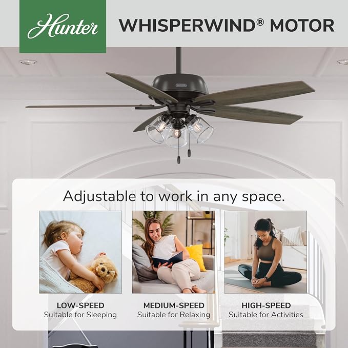 Hunter Dondra, Indoor, Ceiling Fan, with LED Lights, 60 inch, Noble Bronze