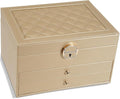 GUOER Jewelry Box for Women Girls, 3 Layers Large Jewelry Organizer(Champagne)