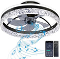 Low Profile Flush Mount Ceiling Fan with Light and Bluetooth Speaker, Smart Ceiling Fan with 6 Speeds, Reversible Airflow, APP/Remote Control for Bedroom