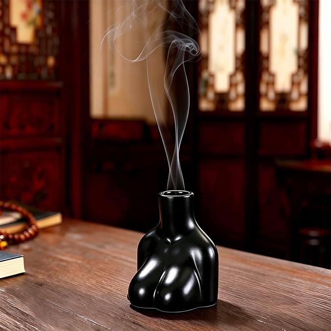 Multifunction Incense and Candle Holder for Burning Sage, Palo Santo, Incense Sticks Ceramic Ash Catcher Tray for Meditation Room Home Decor (B)