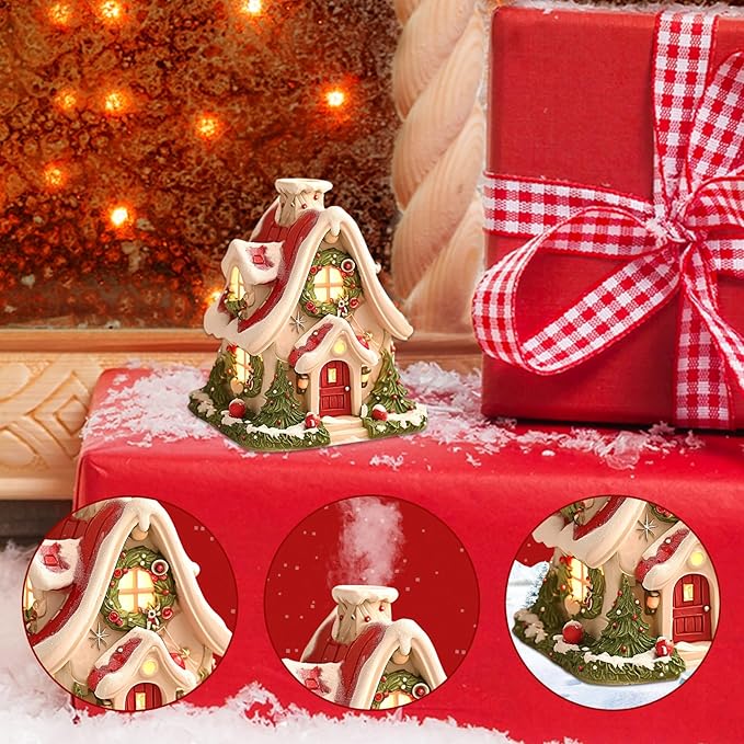 Incense Burner, Cute Christmas Log Cabin Incense Burner, Resin Cone, Portable Holder for Holiday Decor Home Indoor Gifts, Cone Holder