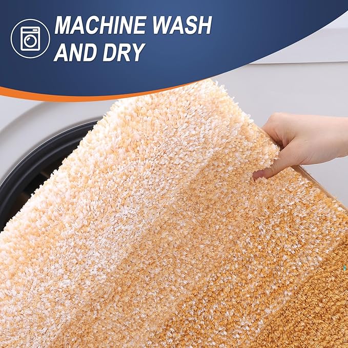 OLANLY Bathroom Runner Rugs Mat 44x24, Extra Soft Absorbent Microfiber Bath Rugs, Rubber Backing, Quick Dry, Washable Long Bath Mats for Bathroom, Tub and Shower, Home Decor Accessories, Golden Yellow