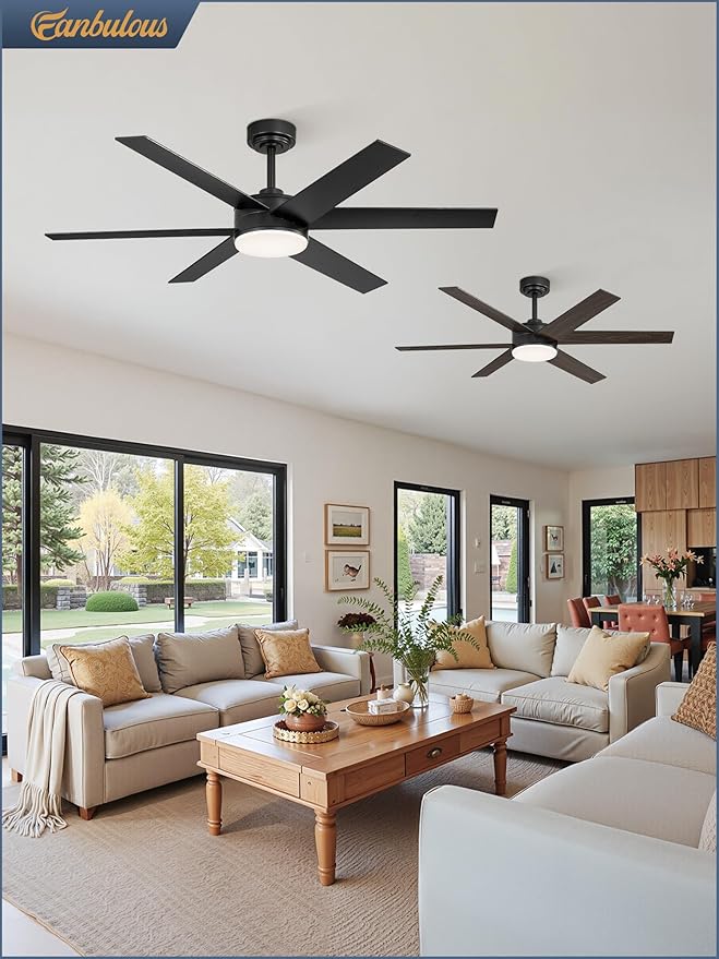 Fanbulous 52 Inch Ceiling Fans with Lights and Remote, Reversible 6 Blades, Dimmable, 3000K-6000K Adjustable, Outdoor Ceiling Fans for Patios, Large Ceiling Fan for Indoor or Covered Outdoor, Black