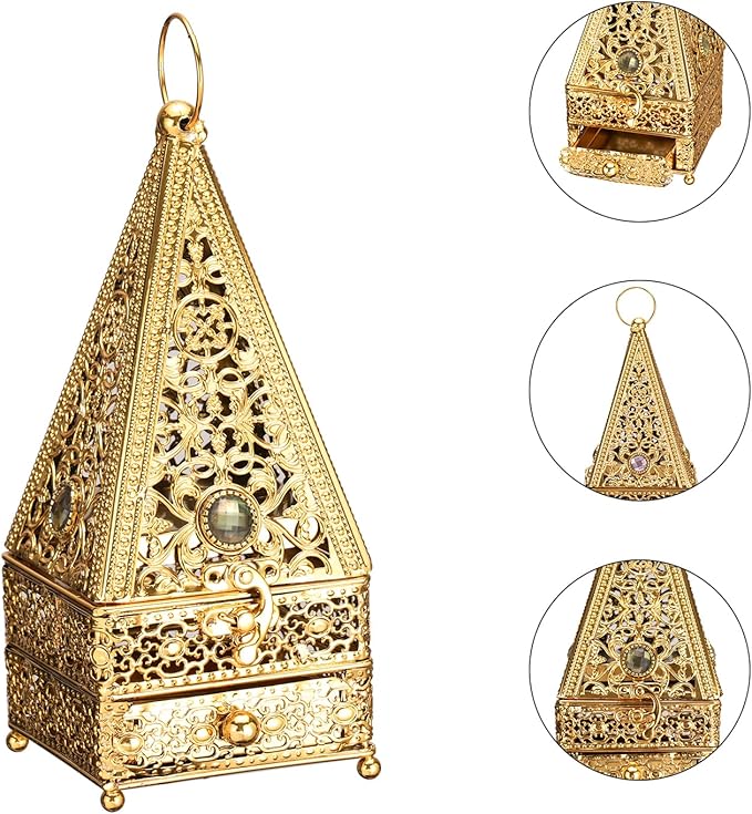 Decorative Palm Tree Incense Burner, Gold Metal Design (Gold-A11)