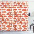 Ambesonne Fish Shower Curtain, Sea Animal in Watercolors Brushstrokes Theme Illustration, Cloth Fabric Bathroom Decor Set with Hooks, 69" W x 70" L, Dark Salmon