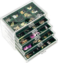 ProCase Earring Holder Organizer Jewelry Box with 5 Drawers, Acrylic Clear Earring Case with Adjustable Velvet Trays for Women - Emerald, 5 Layers