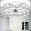 20" Ceiling Fan with Lights, Flush Mount Ceiling Fans, Ceiling Fans with Lights and Remote, 6 Speeds Dimmable Ceiling Lights with Fans, Quiet Modern Ceiling Fan for Bedroom Living Room