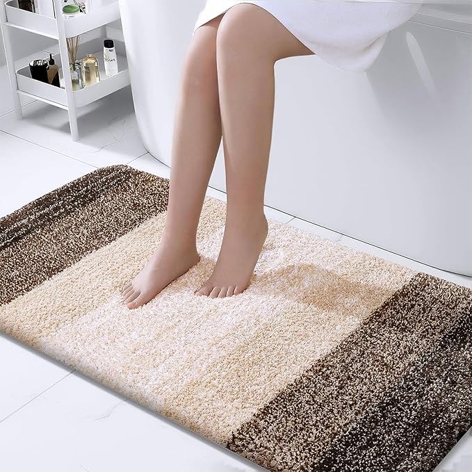 OLANLY Large Bathroom Rugs Mat 40x24, Extra Soft Absorbent Microfiber Bath Rugs, Rubber Backing, Quick Dry, Washable Bath Mats for Bathroom Floor, Tub and Shower, Home Decor Accessories, Light Brown