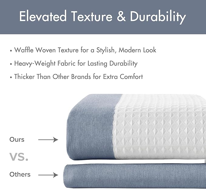 Madison Park Shower Curtain Spa Waffle Weave Stall Shower Curtain for Bathroom 3M Scotchgard Moisture Management, Spa Quality Modern Shower Curtains for Bathroom, Stall: 36x72'' Indigo Blue