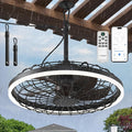 20" Gazebo Fan With Light Waterproof Ceiling Fan,5 Blade,Dimmable Color,3CCT,Alexa/Google,Dark Walnut Plug In Caged Outdoor Fan for Patio Backyard Family Reunions Parties