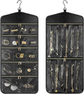 CHICECO Travel Jewelry Holder Organizer,Hanging Jewelry Organizer Storage with Zippered Pockets for Cloest,Jewelry Holder for Earrings, Necklaces（Black）