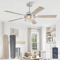 Fanbulous 52 Inch Ceiling Fan with Light and Remote,Downrod Mount Farmhouse Ceiling Fan for Bedroom, Quiet 6-Speed Reversible DC Motor, Rustic White & Wood Finish Blades